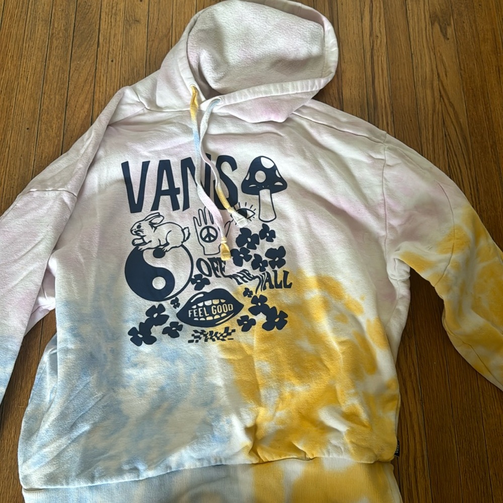 VANS MASCY DAZE TRI-DYE OVERSIZED PULLOVER HOODIE WOMEN'S CRADLE PINK
